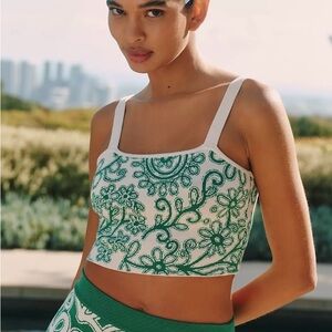 Anthropologie Celandine NWT Floral Knit Square Neck Crop Tank Top - Large